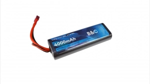 Аккумулятор LiPo B&C 4000 MAH 7.4v (2s) 35C,  T-plug, Hardcase (закругленный)
