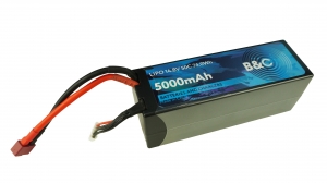 Аккумулятор LiPo B&C - 14.8v 5000мАч 50C (4S, Hardcase, разъём T-Plug)