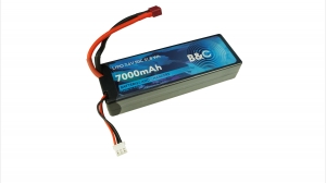 Аккумулятор LiPo B&C - 7,4V 7000МАЧ 50C (2S, HardCase, T-Plug)