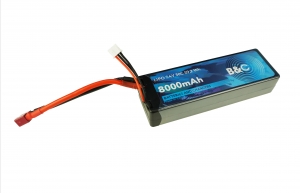 Аккумулятор LiPo B&C - 7,4V 8000МАЧ 50C (2S, Hardcase, T-PLUG)