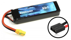 Аккумулятор B&C LiPo 8000 mAh 11.1V (3s) 90C, TRX, Soft case