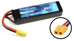 Аккумулятор B&C LiPo 8000 mAh 11.1V (3s) 90C, XT60, Soft case