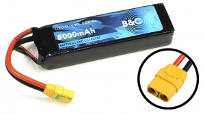 Аккумулятор B&C LiPo 8000 mAh 11.1V (3s) 90C, XT90, Soft case