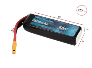 Аккумулятор LiPo B&C - 11.1v 6500мАч 90C (3S, Softcase, разъём T-Plug)