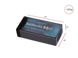 Аккумулятор LiPo B&C - 7.6v (HV) 3600мАч 120C (2S, Hardcase, разъём XT-60)